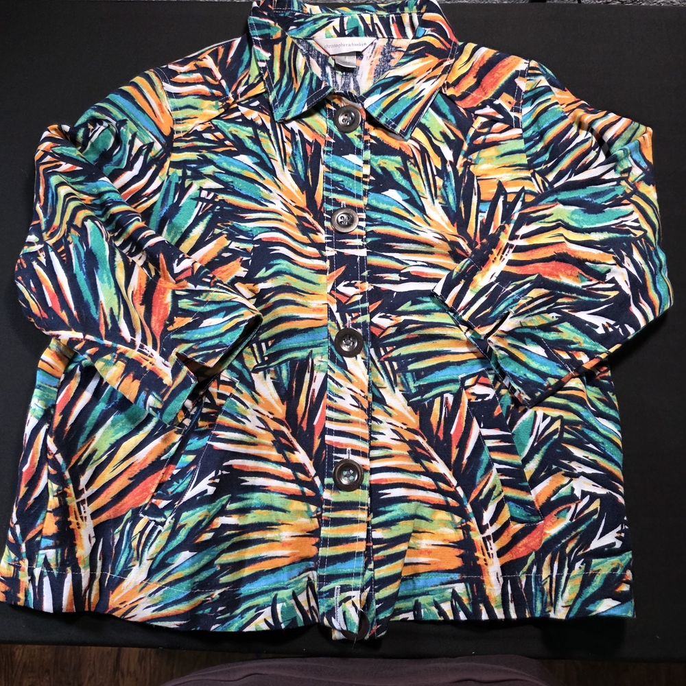 Christopher & Banks Multicolor Leaf Print Shirt